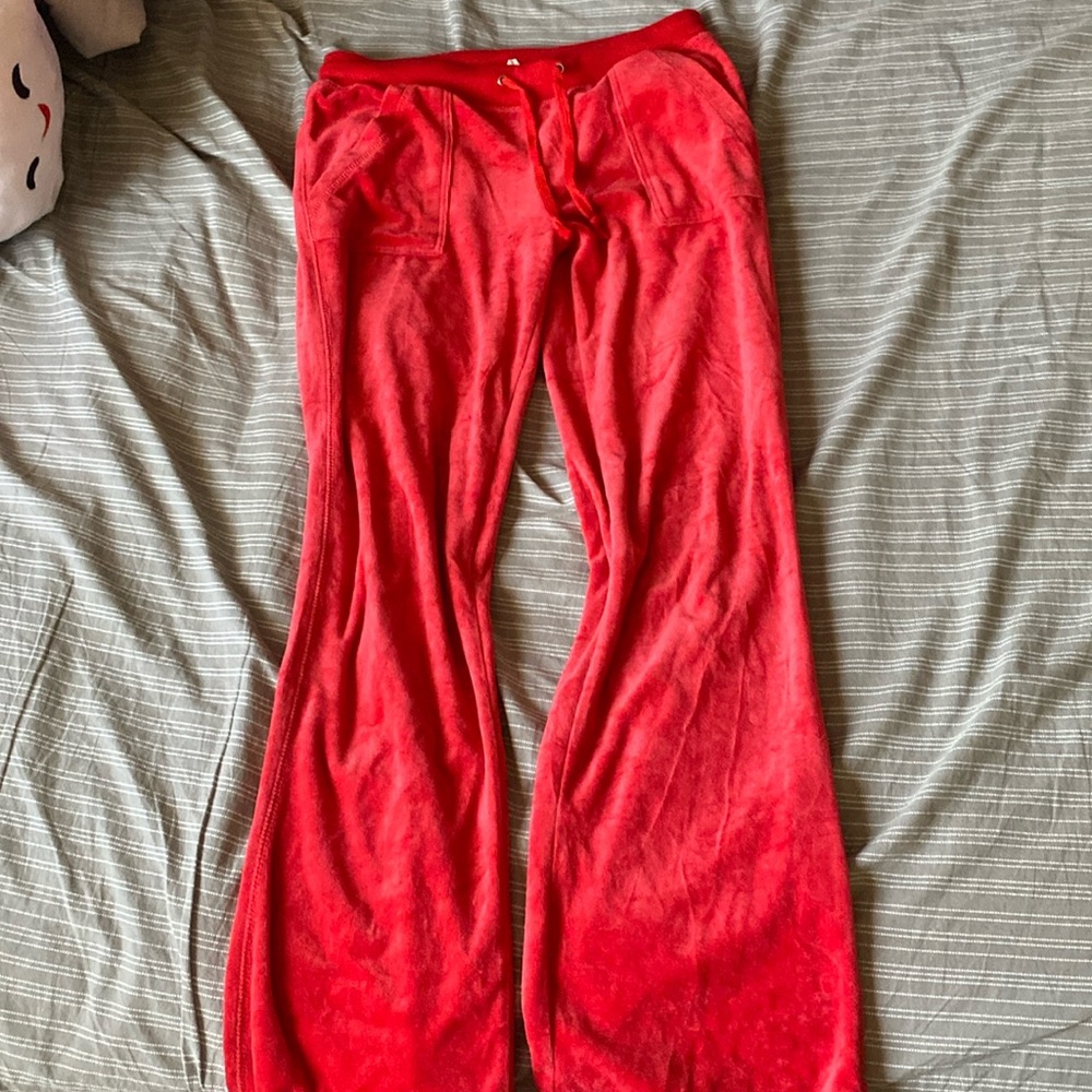 Red y2k track pants